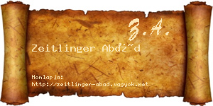 Zeitlinger Abád névjegykártya